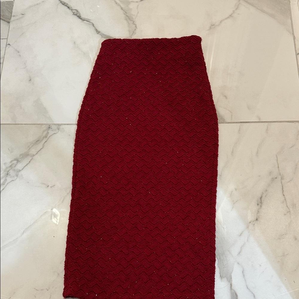 Vintage Rainbow Deep Red Pencil Skirt